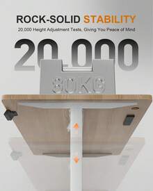 HLONONE Height-Adjustable Desk With USB Charging Port And Power Outlet, Electric Desk, Adjustable Computer Desk With 3-Function Memory - Chân gỗ Maple màu be trắng - Xem 11