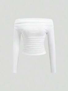 Sweetra 3 piezas Blusas de hombros descubiertos de manga larga, cortas y ajustadas para mujer, cómodas y de piel amigable, versátiles - Negro, caqui y marrón - Ver 10