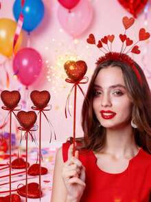 10 chiếc que xốp hình trái tim lấp lánh cho ngày Valentine, que trang trí hoa cho bàn tiệc, bình hoa, đồ thủ công cưới, cắm hoa, phụ kiện trang trí lễ hội DIY cho ngày Valentine, đám cưới, sinh nhật, tiệc tùng, trang trí bánh kem (Màu hồng và đỏ) - Nhiều màu - Xem 2