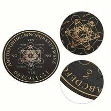 1 pieza Plato decorativo hexagonal con estrella impresa en 2D, soporte de exhibición de cristal de cuarzo, tablero de adivinación de madera para juegos de fiesta