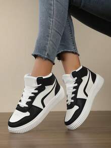 Women Shoes Casual Sneakers, Lace Up Soft Sole Flat Comfortable Skate Shoes For Women, Lightweight High-Top Daily Shoes