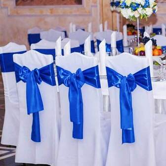 6/10pcs Satin Chair Sash Bowknot Chair Ribbon Strap, Suitable For Wedding, Party, Event, Christmas, Daily, Banquet Chair Decoration (Navy Blue)
