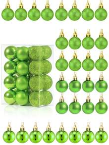 24pcs/Christmas Tree Decoration Ball Set - Shatterproof Christmas Tree Hanging Decoration Medium Hanging Balls For Winter Party New Year Christmas Tree Hanging Decoration (Green Pink)