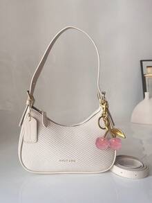 2026 New Fashion Classic Versatile Letter Graphic Design Solid Color PU Material Shoulder Bag, Suitable For Shopping, Y2K Underarm Bag, Purse - White - View 7