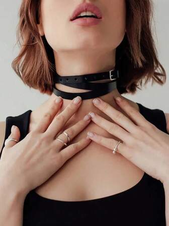 1PC PU Leather Choker Necklace,Gothic Collar ,Dresses Party Accessories,Leather Choke,Punk Choker For Women