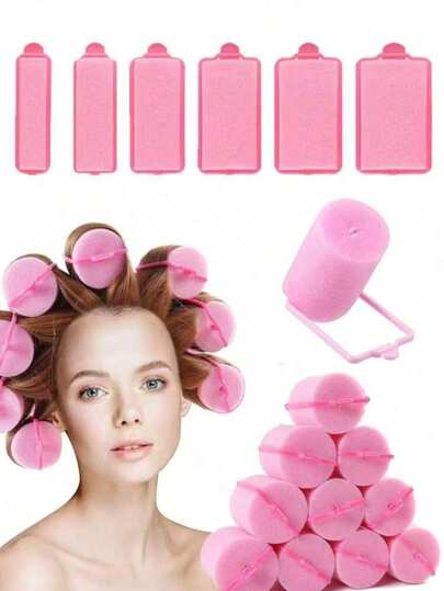 Set de bigoudis en mousse, bigoudis sans chaleur pour dormir, pince à cheveux automatique, bigoudis pour vagues douces pour cheveux mi-courts, rose, bigoudis, boucles sans chaleur, bigoudis, produits et accessoires capillaires pour salon de coiffure, beauté, rentrée scolaire, bigoudis, produits pour cheveux bouclés
