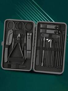 指甲钳套装高精度不锈钢指甲刀修脚套装指甲锉锋利指甲剪和指甲钳修甲套装手指甲和脚趾甲带便携时尚盒