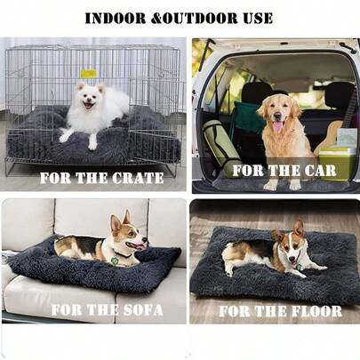 Dog Bed Mat,Crate Pet Bed Mat Pad,Soft Plush Washable Dog Cage Bed,Anti Anxiety Comfortable Dog Cushion (S-65 * ...