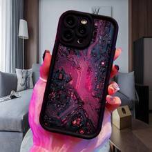 Fundas de teléfono transparentes y modernas,Cubierta de teléfono con diseño de circuito electrónico color negro y morado para hombre mujer estilo futurista ideal para uso diario en oficina hogar y viajes Aplicable a teléfonos Apple y Galaxy - Negro - Ver 4