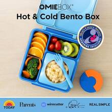 OmieBox Bento Box For Kids - Insulated Bento Lunch Box With Leak Proof Vacuum Insulated Food Jar - 3 Compartments, Two Temperature Zones (Purple Plum) - 藍天 - 查看 4
