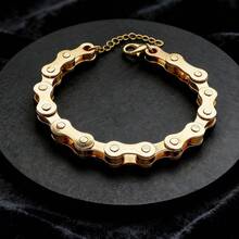 1pc Punk Rock Unisex Bracelet, Stainless Steel Bicycle Chain Jewelry, Fashionable Motorcycle Chain Bracelet, Hip Hop Accessory, Daily Wear/Birthday Gift For Son, Husband, Boyfriend, Girlfriend, Unique Creative Bracelet