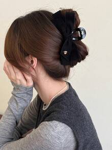 1个春夏大号丝绒蝴蝶结发夹，高端发爪，适合浓密头发，日常、派对、盘发造型、假日礼物、沙滩配饰、度假发夹 - 彩色 - 查看 1