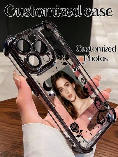 1pc Customized Photo Printed Electroplated Shockproof TPU Phone Case, Compatible With Iphone 17 Air/17 Pro Max/11/12/13/14/15/16/Pro Max, A13/A14/A15/A53/A55/A54/A55, S23/S23 Ultra/S24/S24 Ultra, Galaxy, OPPO, Honor, Infinix Smart 8, Moto G30. Can Upload Wedding, Anniversary, Daily Life Photos For Festivals Like Valentine's Day, Anniversaries, Teacher's Day, Halloween, Etc.