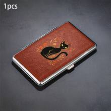 Caja de cigarrillos con patrón grueso, textura de cuero negro y marrón, puede contener 20 cigarrillos, cada caja tiene una correa de goma fija con diseño de volteo ultra delgado, portátil, a prueba de humedad y resistente a la presión, de moda y creativa - Multicolor - Ver 13