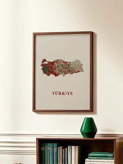 1 pièce Affiche de la carte de la Turquie - Art mural de carte orientale, impression artistique de motif traditionnel, décoration murale de la maison, sans cadre