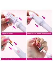 迷你电动指甲打磨机套装 5合1 修甲磨脚抛光美甲砂纸笔工具机 家用美甲沙龙用品 - 彩色 - 查看 6