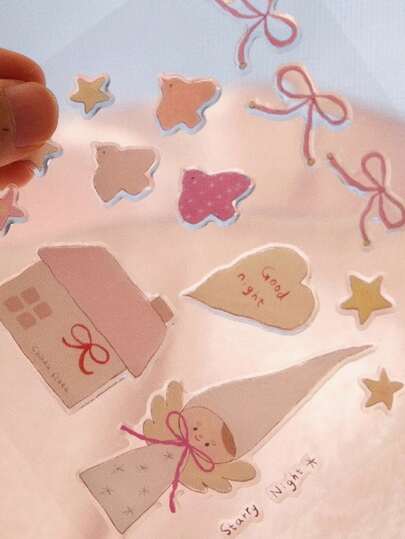 1pc Cute Butterfly, Moon & Star Fashion Decorative Sticker, Suitable For DIY Phone Case, Tablet, Cup, Etc.