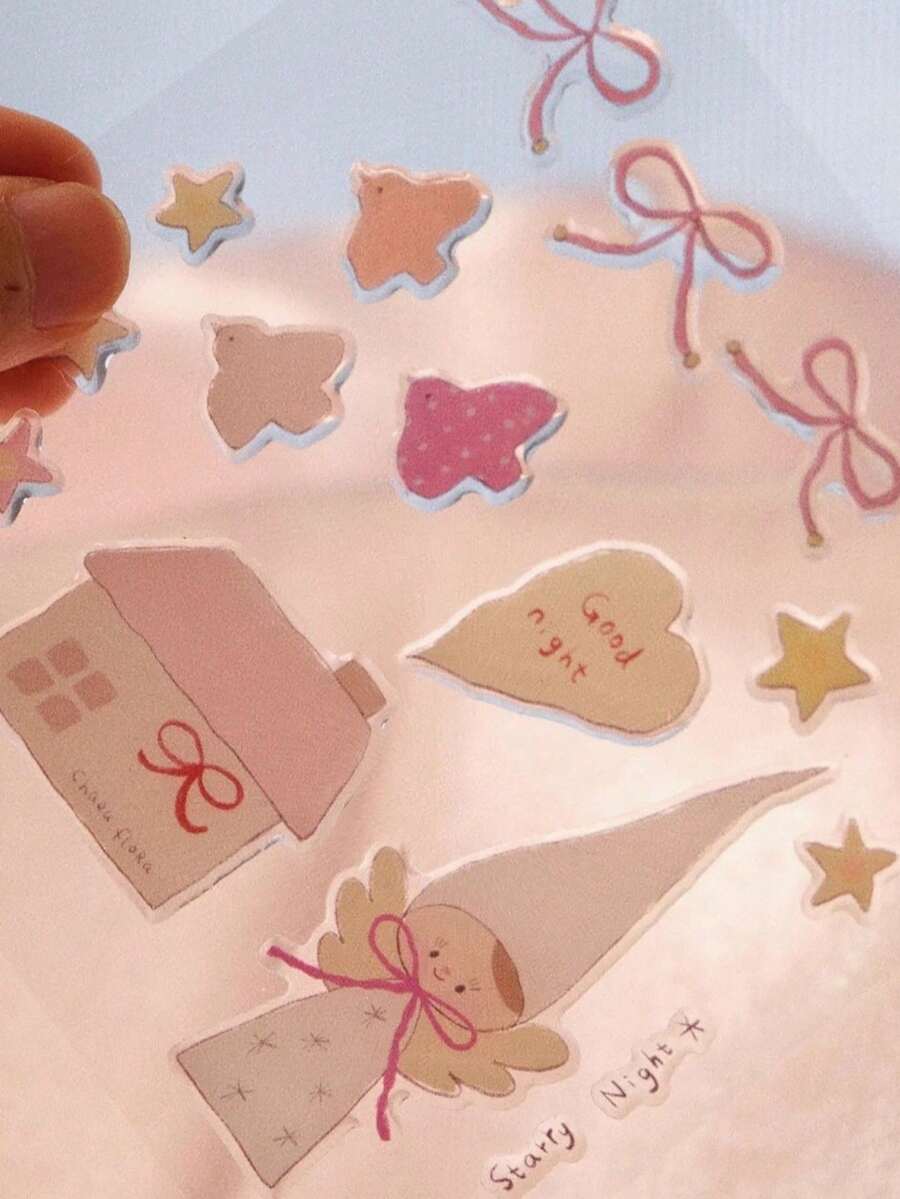 1pc Cute Butterfly, Moon & Star Fashion Decorative Sticker, Suitable For DIY Phone Case, Tablet, Cup, Etc.