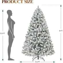 DAHAN Arbol de Navidad con Luces Integradas,1.8M 250 Luces Blancas Cálidas y Multicolor 1072 Puntas de Ramas de PE+, Árbol de Navidad Nevado Artificial con Soporte de Metal(Estilo 03) - Multicolor - Ver 6