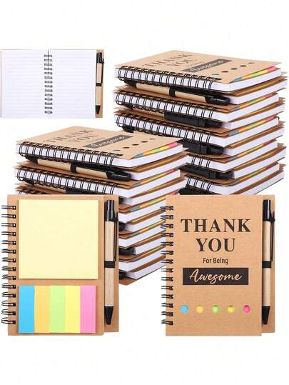 10pcs/Set Spiral Bound Notebook Set (With Pen) - Christmas Employee Appreciation Gift, Employee Recognition Award, Teacher Appreciation Notebook (With Sticky Notes And Motivational Pen), Wholesale Employee Thank You Gifts, Suitable As Christmas Gifts For Employees, Colleagues, Students, Teachers, Parents