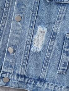 两件套幼儿男童休闲街头风复古做旧牛仔外套及宽松水洗牛仔裤套装，适合户外、上学、通勤、社交场合，春秋冬三季皆宜。