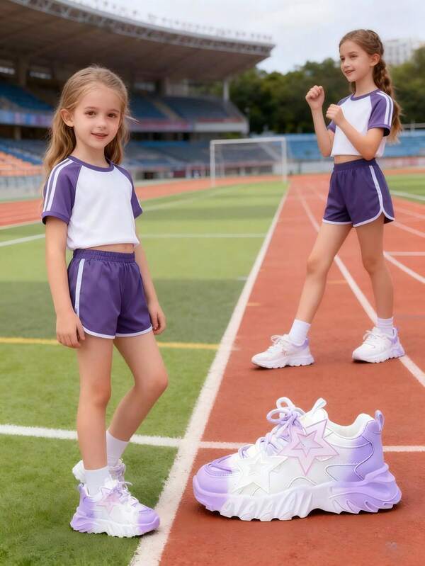 Neue Farbverlauf Stern Dekor Sneaker für Jungen & Mädchen, verschleißfeste rutschfeste Sportschuhe geeignet für Aufführungen, Schule, Tanz, Alltag, alle Jahreszeiten