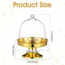 6/12/24 Pieces Plastic Mini Cake Stand With Dome Cover Chocolate Candy Cupcake Containers Dessert Display Plate With Dome Cover For Birthday Wedding Holiday Party Supplies (Gold, Transparent) - Gold - View 3