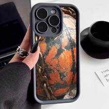 Cubierta de telefono con borde negro y diseño de piedra roja con cadena dorada para iPhone 14 Pro Max estilo elegante y resistente para uso diario y trabajo - Blanco - Ver 1