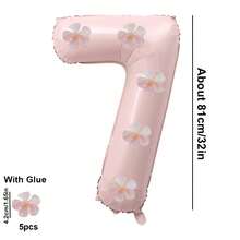 6pcs 32-Inch Pink Digital Balloons Decor With White Flower Patterns, Suitable For Birthday Party, Family Gathering And Various Holiday Celebrations - Pink - View 21