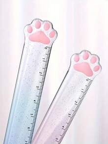 3 piezas/1 pieza Regla con forma de pata de gato, regla de dibujo transparente, regla de plástico de color degradado, artículos de papelería, marcador de libros creativo de dibujos animados, regla de planificador rosa, herramienta de medición de dibujo, premio regalo - Multicolor - Ver 8