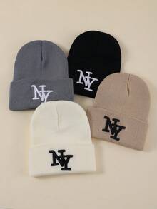 1 件或 2 件女士时尚 3D 刺绣字母 NY 针织帽，温暖休闲，适合秋冬穿着