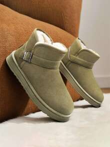 Men's High-Top Thick Warm Lined Snow Boots, Thick Sole, Cold-Proof, Couple Style, Autumn/Winter - Green - View 15