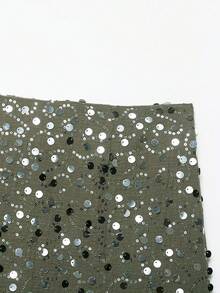 YROOE 时尚女装新款四季皆宜半身裙，街头风/性感风/派对/夜店风，欧美性感亮片紧身迷你裙 - 灰绿色 - 灰綠色 - 查看 9