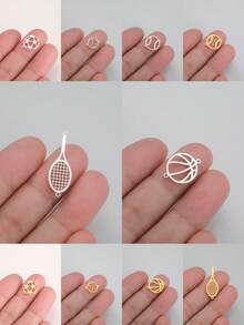 AMAXER 3件套不锈钢迷你足球、棒球、篮球、排球和羽毛球拍吊坠，手工DIY饰品制作材料，节日礼物，批发 - 球類 - 查看 1