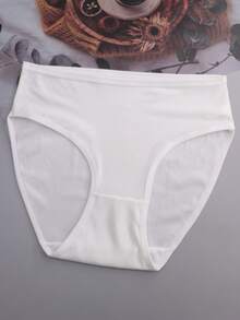 4 piezas de bragas deportivas de cintura media de seda de leche acanalada cómoda y elástica para mujeres - Blanco - Ver 7