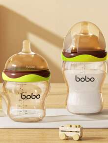 1pc Wide Mouth PPSU Baby Bottle, Anti-Colic Anti-Reflux Newborn 0-6 Months Feeding Bottle, Breastfeeding Simulation PPSU Bottle - Green - View 1