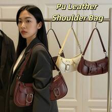 Damska modna torba na ramię z podwójnymi kieszeniami, skóra ekologiczna, vintage, torby pod pachy, torba na zakupy Y2K, duża pojemność, szykowna torba typu hobo - Wielokolorowe - Zobacz 7