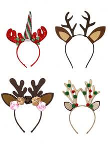 Christmas Reindeer Antler Headband, Cartoon Deer Headpiece, Floral Reindeer Antler Hair Hoop, Christmas Party Costume Headwear, Reindeer Antler Christmas Headband, Christmas Kids Hair Accessories