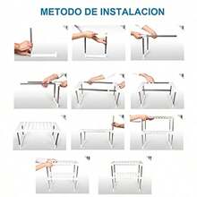 Organizador de Debajo del Fregadero 2 Niveles Organizador de Debajo del Fregadero Ajustable Ampliable Debajo del Fregadero de para Cocina Baño Dormitorio soporte de partición - blanco - Ver 7