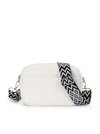 Ayarlanabilir Geniş Askılı Zebra Desenli Çapraz Askılı Kare Çanta