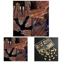25PCS 3D Gold Nail Charms Alloy Nails, Set Nail Art Decoration With Cron, Dollar, Gun Nail Stones Nail Jewels Accessories Nail Art Supplies Manicure Set 1 - SET1 - 查看 1