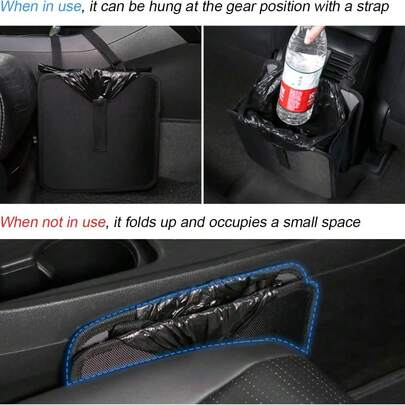Papelera plegable para coche, impermeable y a prueba de fugas, de gran capacidad, bolsa de almacenamiento para accesorios interiores, portátil y ligera, organizador de vehículo plegable, a prueba de polvo y duradero, contenedor multiusos, solución perfecta para organizar el hogar y los viajes