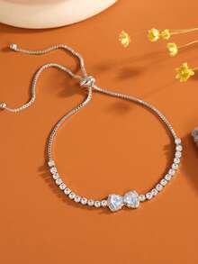 1 件时尚奢华铜玫瑰金镂空蝴蝶方晶锆石手链，适合女性、派对和日常佩戴的礼物 - 玫瑰金 - 查看 14