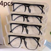 4pcs/Set Transparent Eyeglasses Storage Box, Bedside Organizer, Bathroom Rack, Eyewear Holder, Drill-Free Hard Protective Glasses & Tissue Box, Available In 1pc And 4pcs - Multicolor - View 11