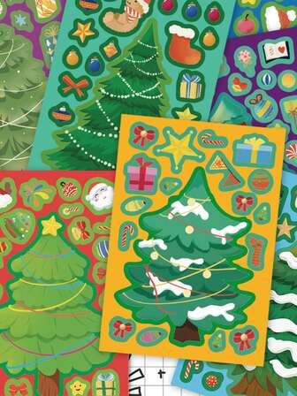 8pcs Christmas Tree Stickers Handbook Laptop Cell Phone Case Luggage Guitar Skateboard Christmas Gift Stickers