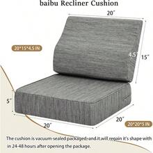 Gel Memory Foam Recliner Cushions With Lumbar Support Pillow For Elderly 20x20x5 Inch Thick Dual-Layer Patent Design Non-Slip Seat Cushion For Recliner Chair To Reduce Hip Lumbar Pain Grey - GreySeatCushionLumbarSupport - Xem 3