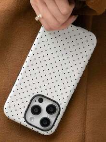 Black And White Polka Dots Two-In-One Anti-Drop Design For Film Cases Phone Case Suitable For Compatible With Iphone 17,16, 15, 14, 13, 12, 11, PRO MAX.PLUS,17 Pro Case,Fashionable - 款式1(1PC) - 查看 4