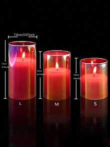 Set de 3 piezas (con/sin control remoto) S/M/L (pieza individual sin control remoto) Luces de vela electrónica con parpadeo sin llama, vela sin llama LED de luz cálida individual/set (baterías no incluidas), luz de vela sin llama portátil y romántica con parpadeo - Multicolor - Ver 12