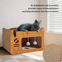 Single-Story Cat Scratching House TV Model - Indoor Cat Play & Rest Area, Easy To Assemble - màu nâu - Xem 2