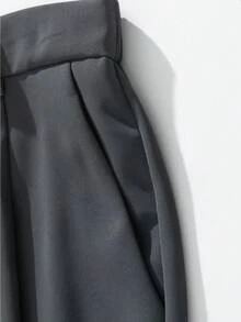 Quần tây công sở nam dáng rộng, nhẹ, chất liệu polyester, ống rộng, kiểu dáng suông, trang trọng, màu trơn. - Xám - Xem 7